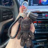 Cartoon Diamond Crystal Bow Bear Car Pendant Mirror