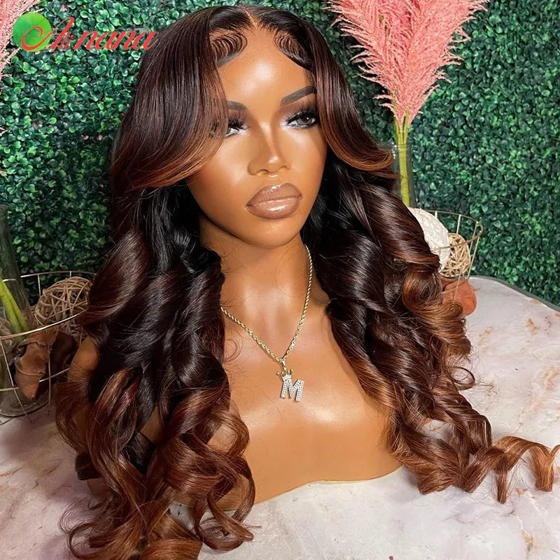 Ombre Ginger Brown Colored 13x6 HD Transparent Lace