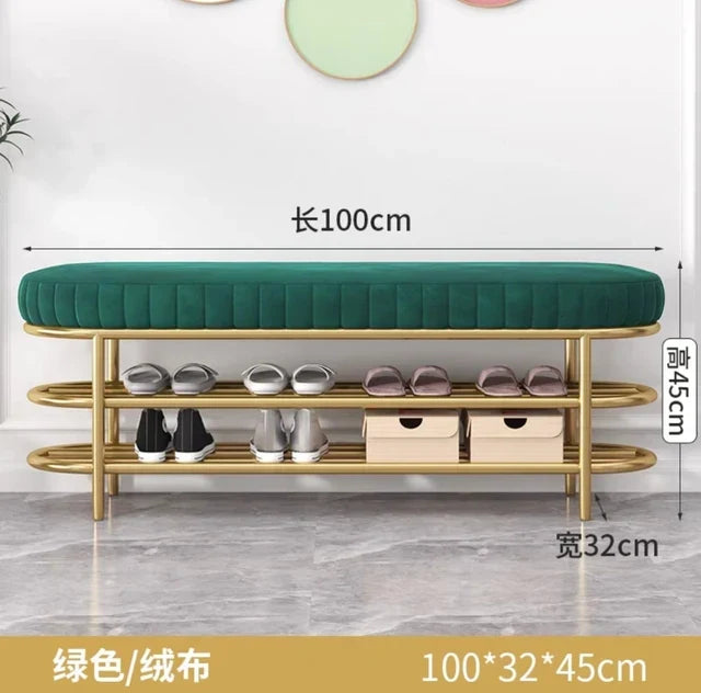 Nordic Shoe Bench Soft Cushion Multifunctional Shoe Rack