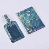 2pcset Printed PU Leather Passport Cover Luggage Tag