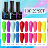 10Pcs Nude Glitter Gel Nail Polish Set Purple