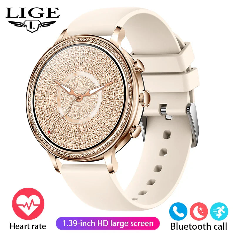 LIGE Luxury Smart Watches For Women Bluetooth Call