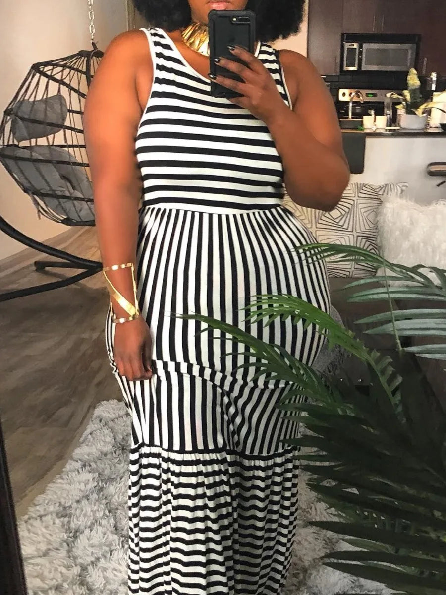 LW Plus Size Striped Bodycon Cami Dress Summer