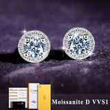 D VVS1 Moissanite Stud Earrings For Women 925