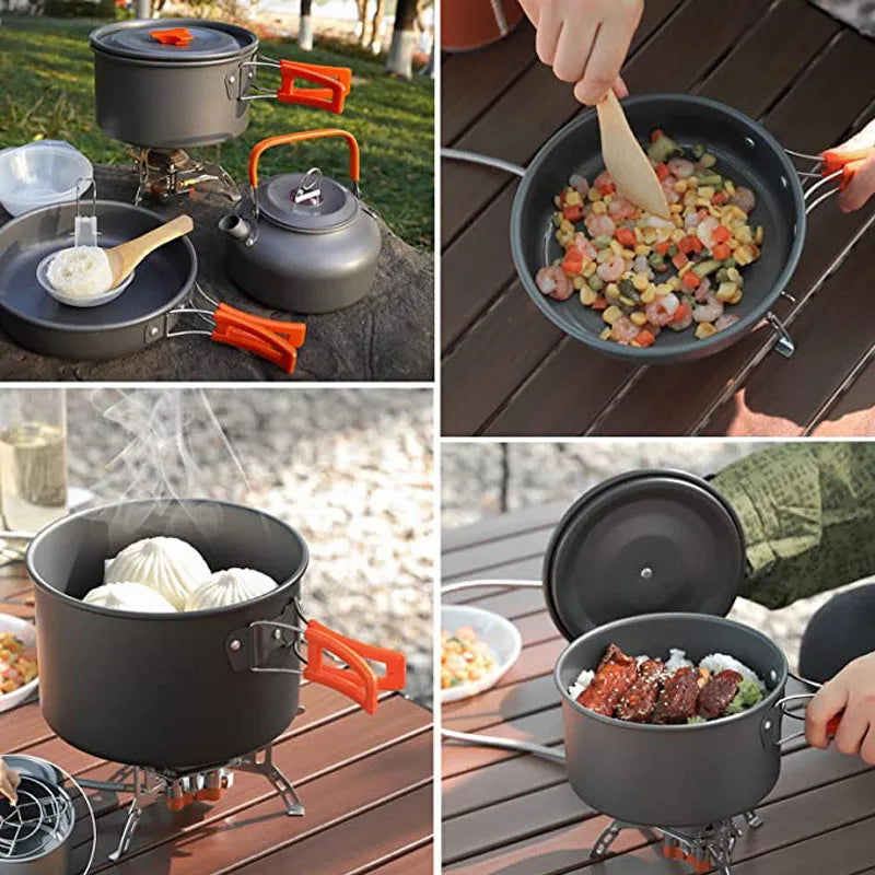 Camping Cooking Set Outdoor Aluminum Lightweight Equipment Camping