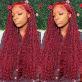 TAHIKIE Transparent 99j Burgundy Lace Front Human Hair