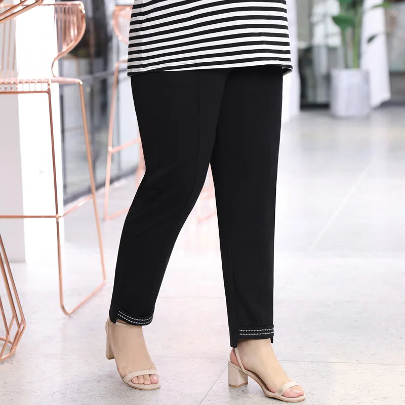 Plus size capris for women black white leggings