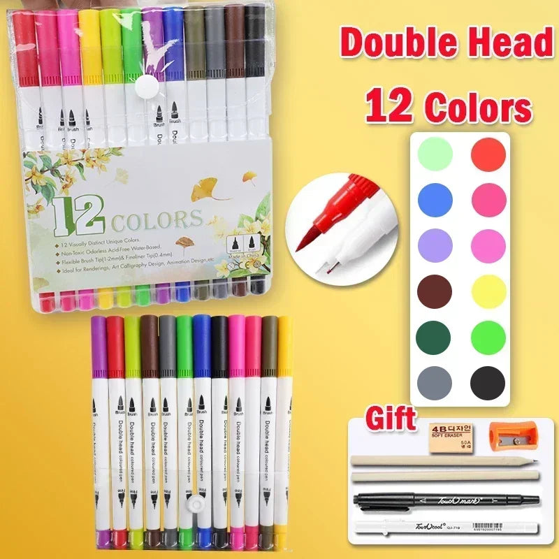 168 Color Marker Pen Set Manga Double-Headed Comic