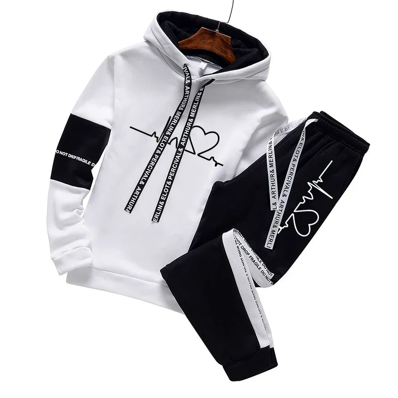 Men Fashion Design Luxury Print Tracksuit Hoodie Jogging