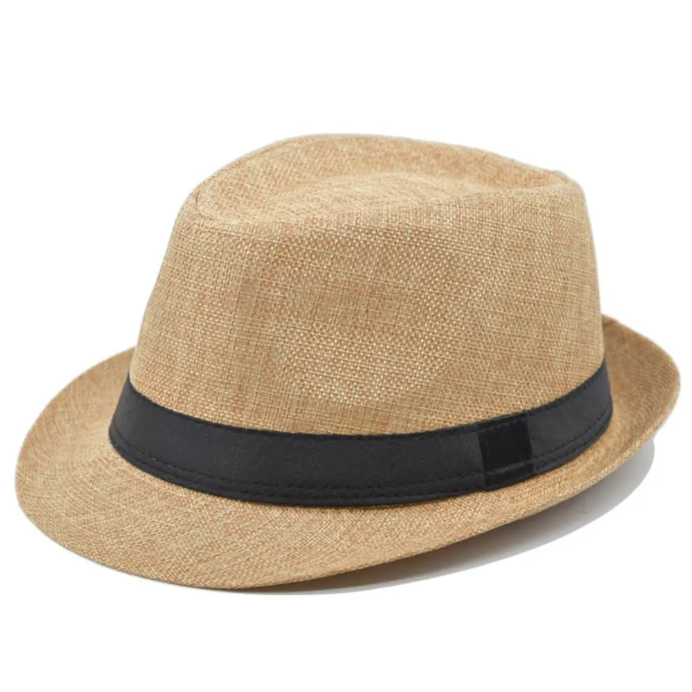 Men Women Straw Fedora Hat Trilby Cuban Sun