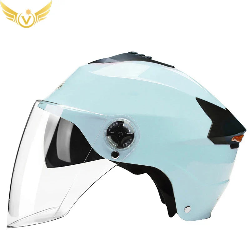 Motorcycle Helmets With Led Lights Moped Helmet Electric Scooter for Men Women With Double Visor Rechargeable Bicycle Light Bike