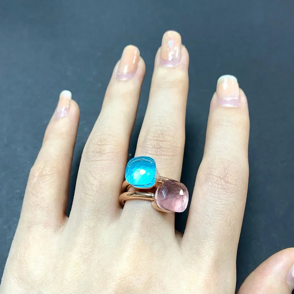 2PcsSet Pomellato Ring Stacked Mix Color Crystal Ring