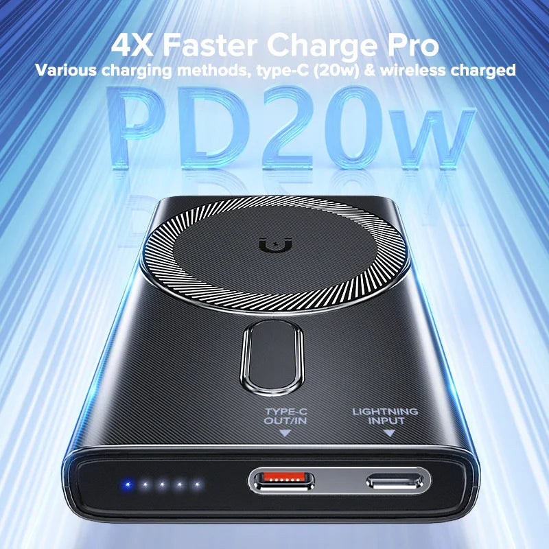 QOOVI 5000mAh Magnetic Wireless Powerbank PD20W Fast Charging
