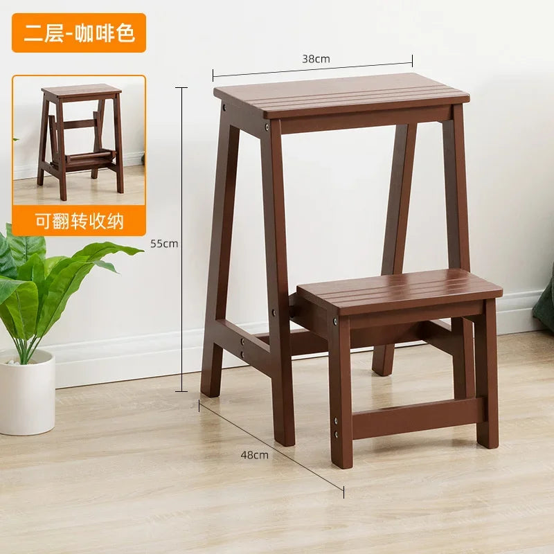 Solid Pine Wood High Stools Kitchen Multifunctional Step