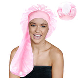 Satin Long Nightcap Wide Edge Adjustable Bonnet Women