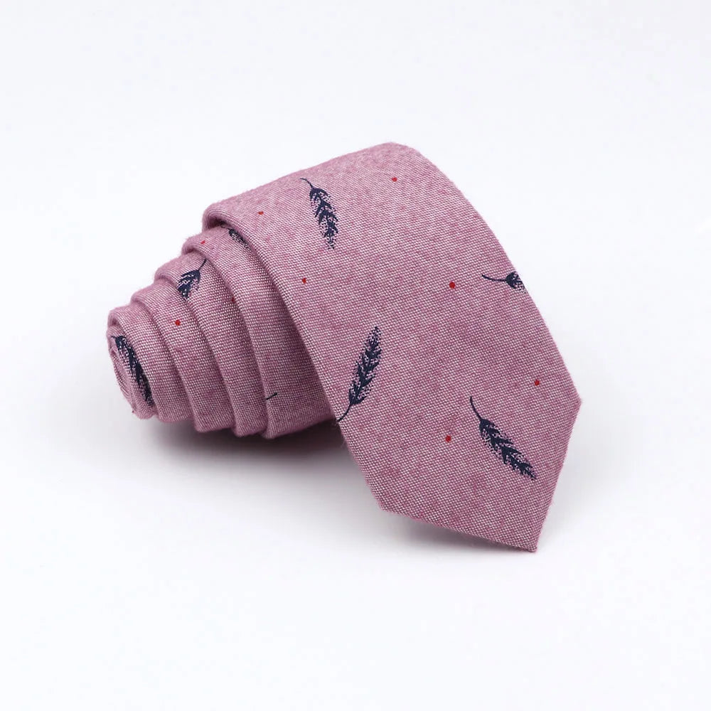 Mens Ties 6cm Classic Cotton Handmade Skinny Neck