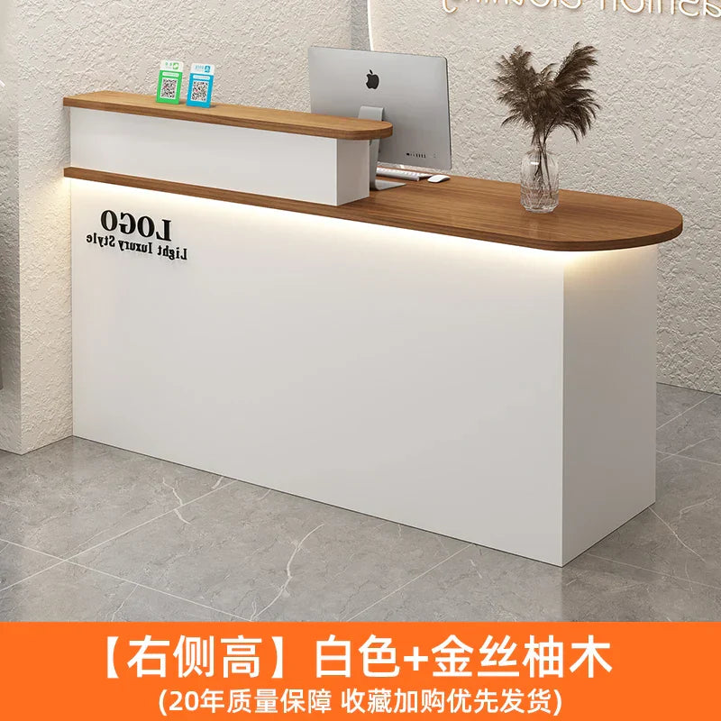 White Stylish Reception Desks Corner Light Bar Office