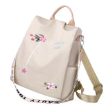 Oxford Backpack Flower Embroidery Women Travel Antitheft Rucksack