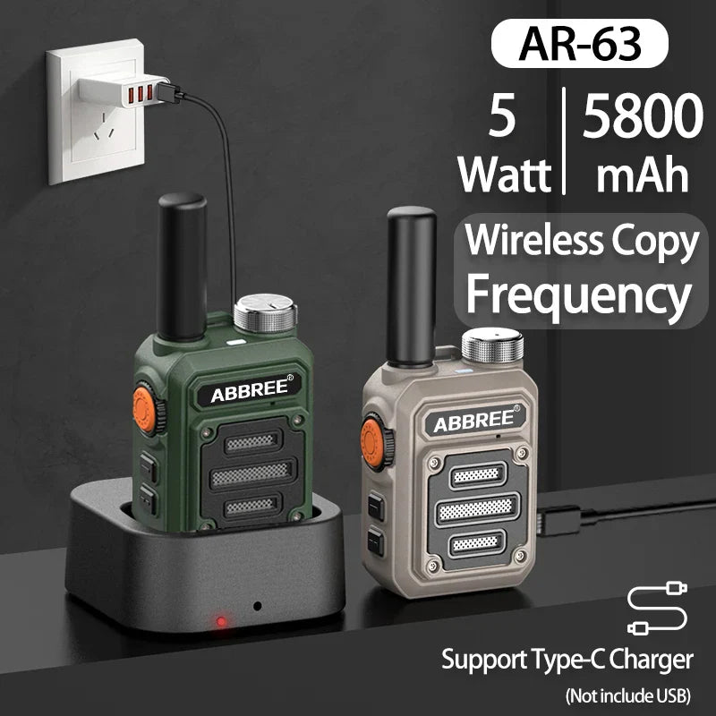 2PCS ABBREE AR-63 Mini Walkie talkie Wireless Copy