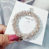 1pc Women Crystal Pearls Hair Rope Handmade Elastic