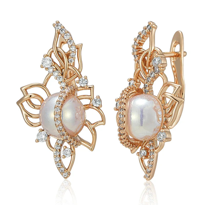 Kinel Luxury 585 Rose Gold Drop Earrings for