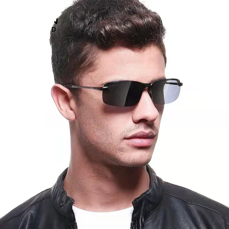 2PCS Photochromic Sunglasses Men Driving Chameleon Glasses Polarized