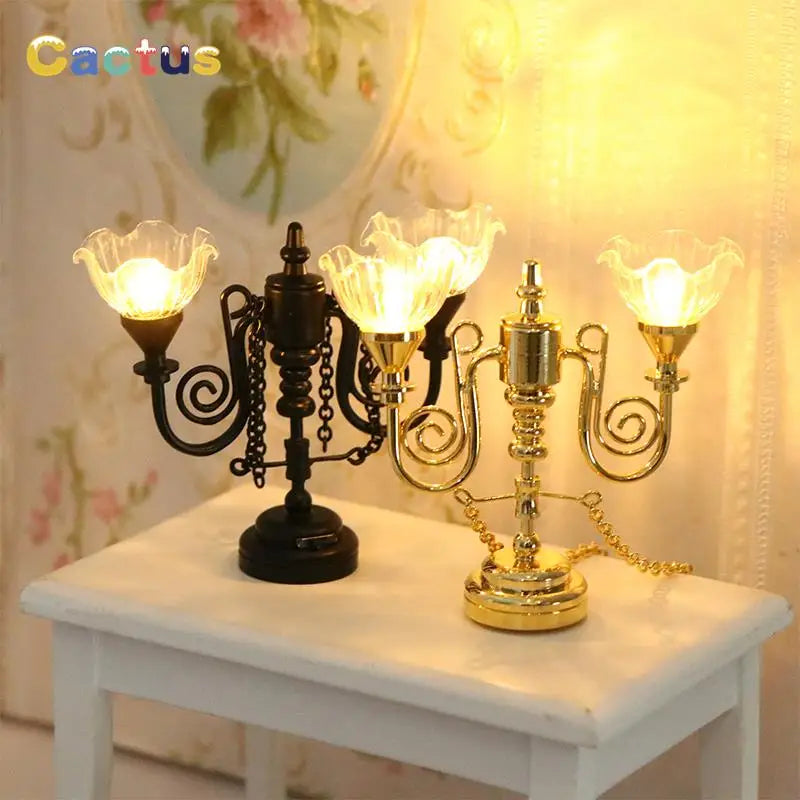1:12 Dollhouse Miniature LED Lamp Ceiling Lamps Chandelier
