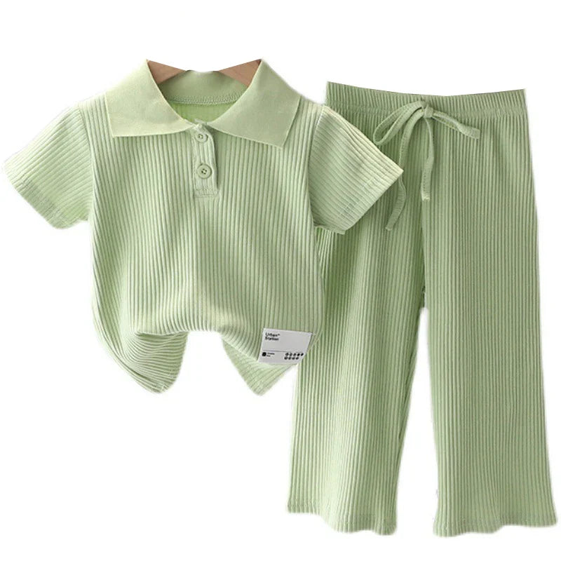 Girls Summer Clothing Suit Children Short-Sleeved Polo Shirt
