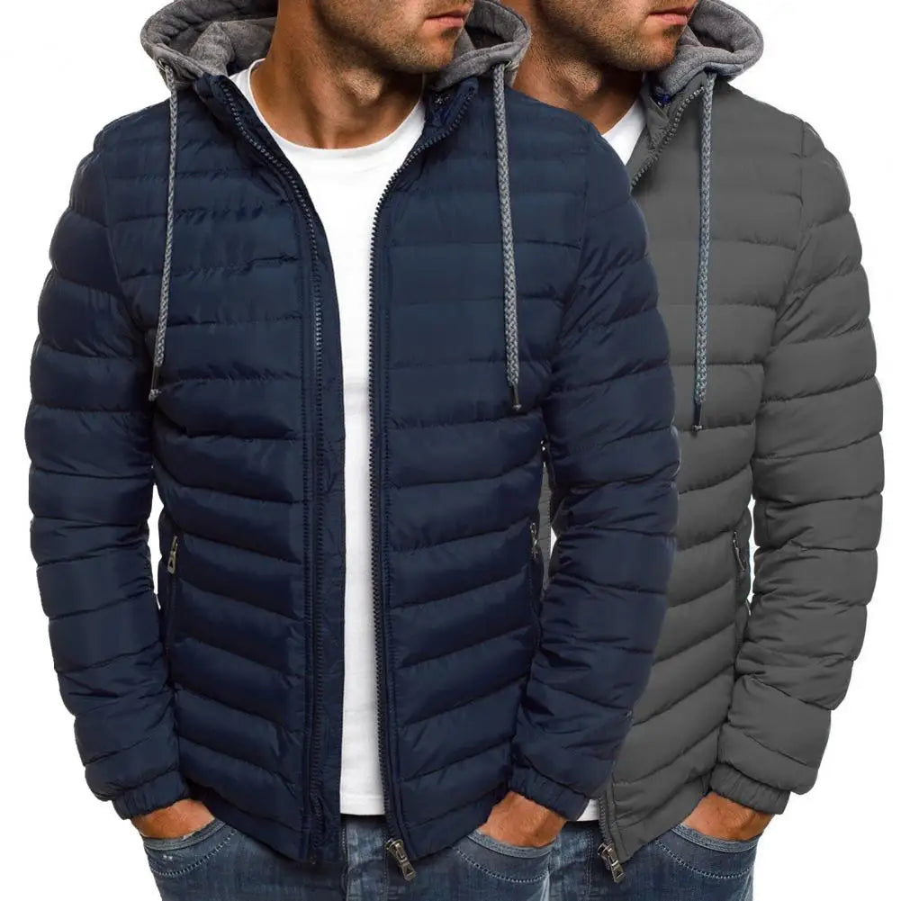 New Oversize Men Detachable Hat Padded Hooded Cardigan