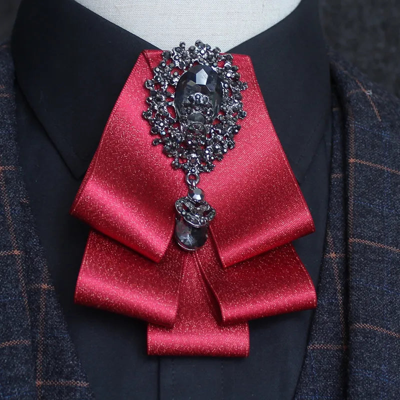 Men's Bow Tie Rhinestone Ribbon British Business Banquet