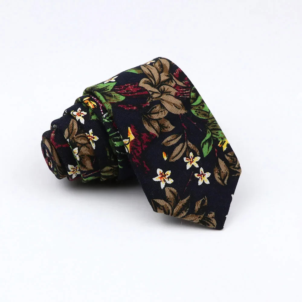 Mens Ties 6cm Classic Cotton Handmade Skinny Neck