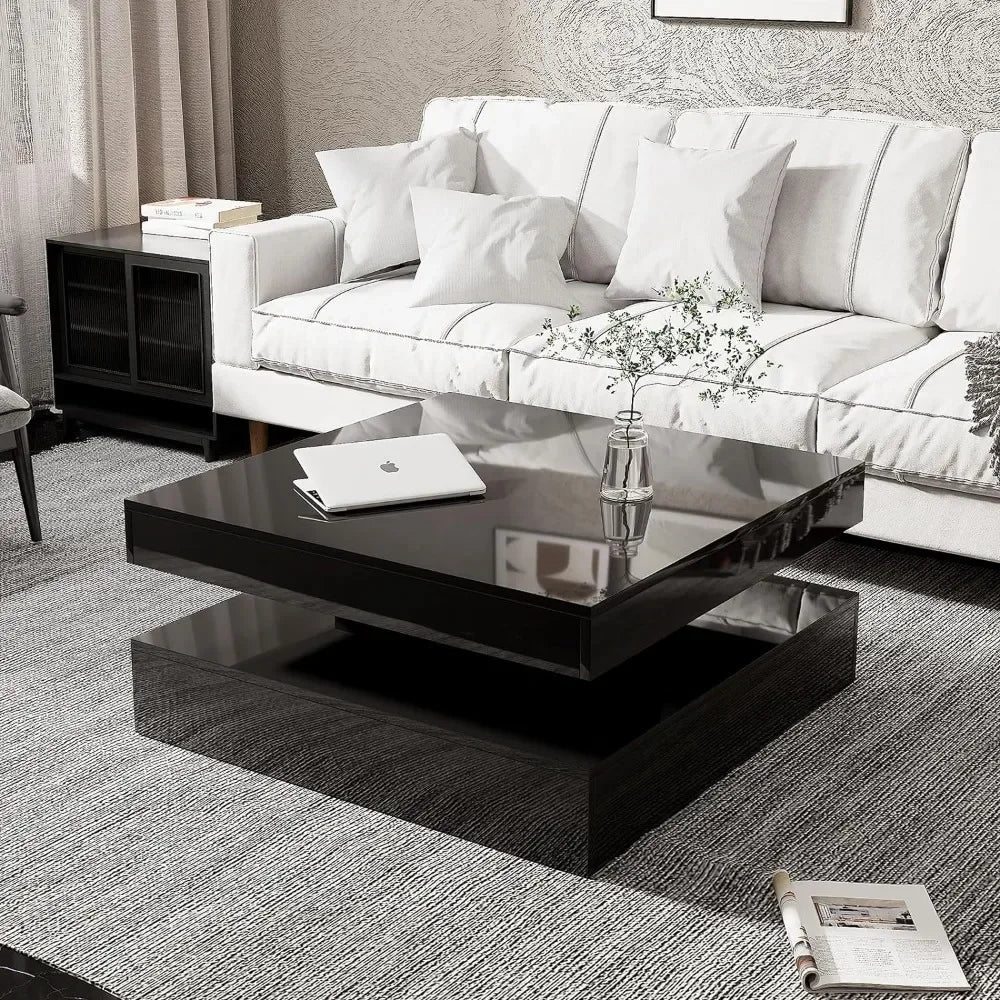 Black LED Coffee Table for Living Room Restaurant