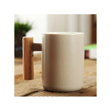 Nordic Wooden Handle Ceramic Porcelain Mug Coffee Cups