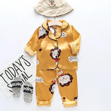 Toddler Girls Silk Satin Pajamas Sets Cartoon Kids