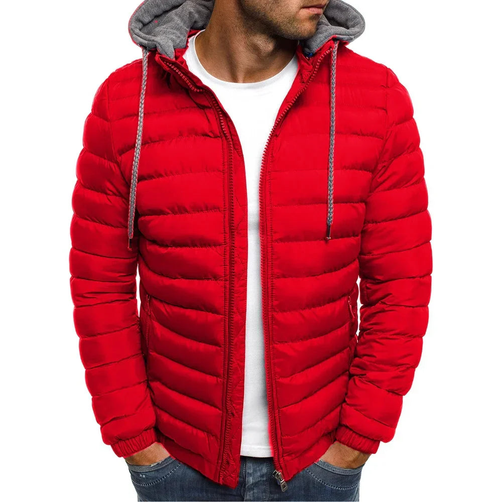 New Oversize Men Detachable Hat Padded Hooded Cardigan