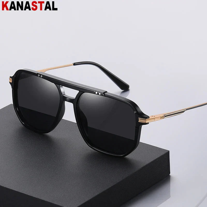 Men's Polarized Sunglasses UV400 TR Metal Colorful Square