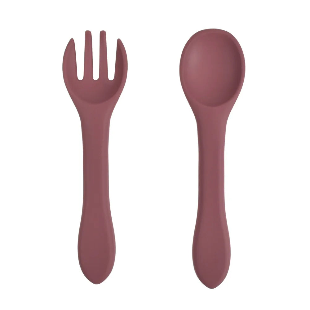 2 PCS Silicone Spoon Fork for Baby Utensils