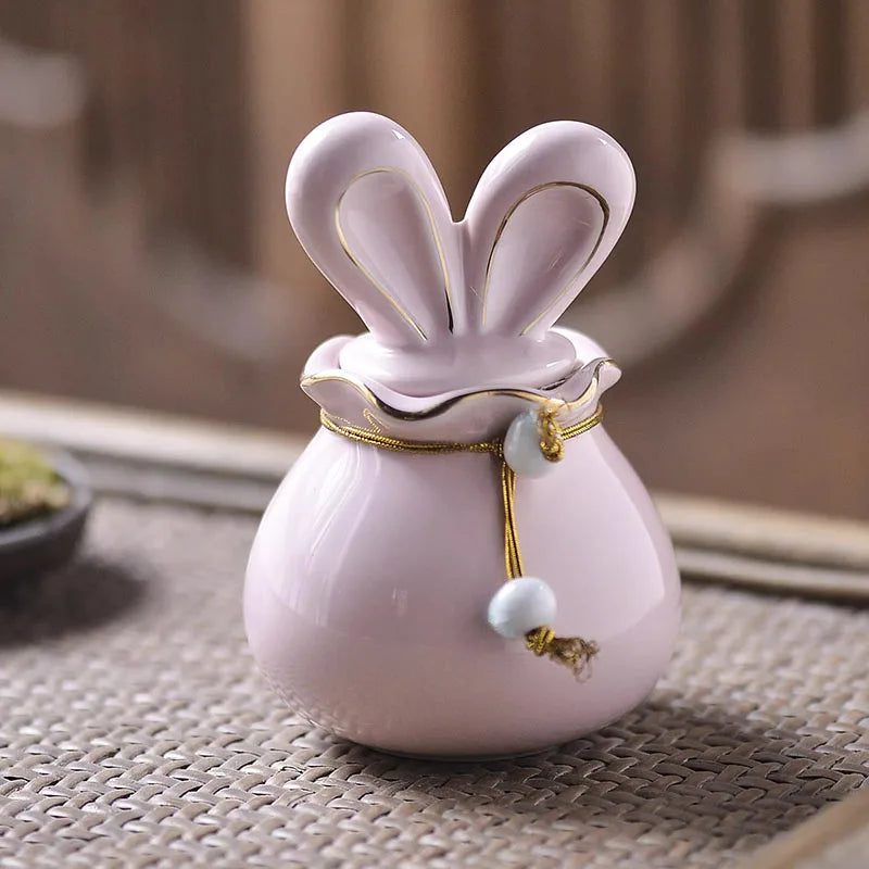 Ceramics Bunny Pet Urn Anforas for Human Ashes