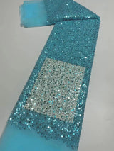 Heavy silver Sequins Lace Fabric With Bead Sequins