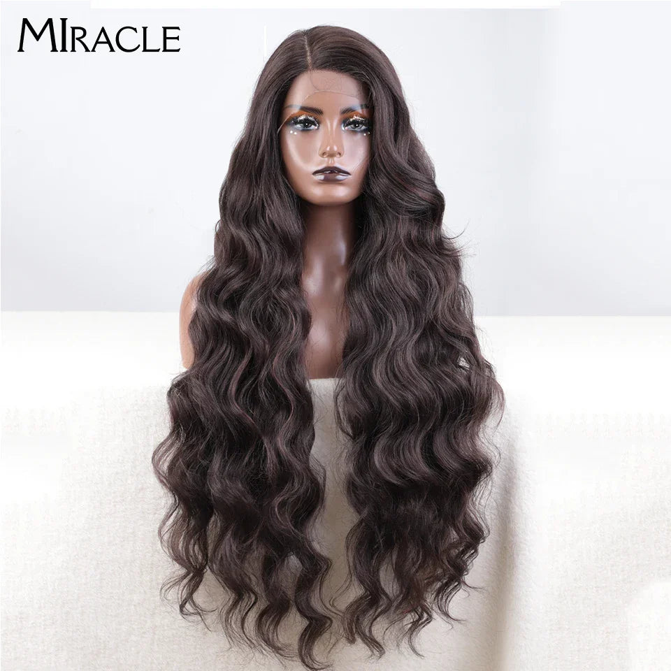 MIRACLE Synthetic Lace Front Wigs For Women Long