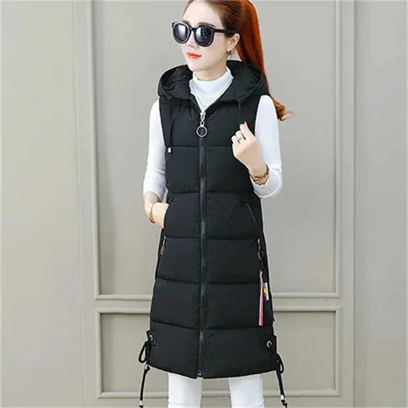 2023 New Autumn Winter Women Long Parkas Vest