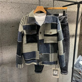 American Casual Patchwork Color Contrast Lapel Jacket Trend