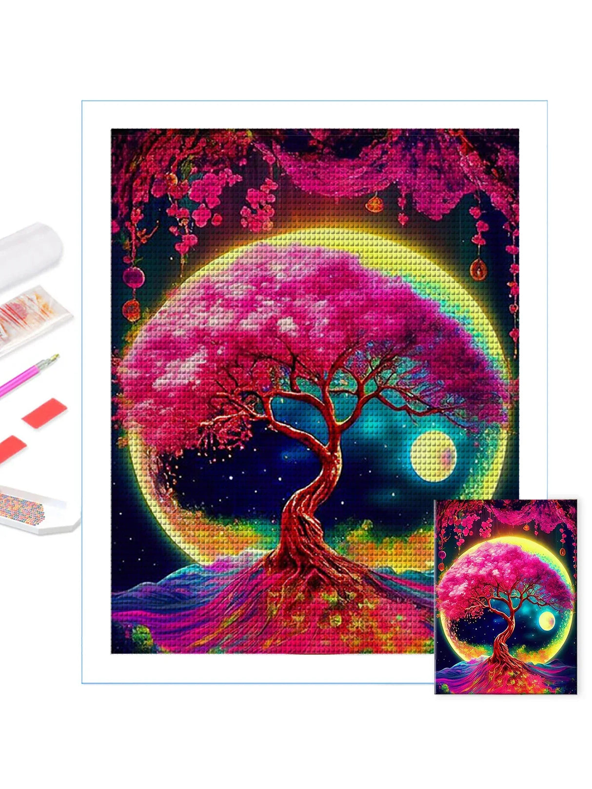 Colorful Trees And The Moon Personality DIY Full
