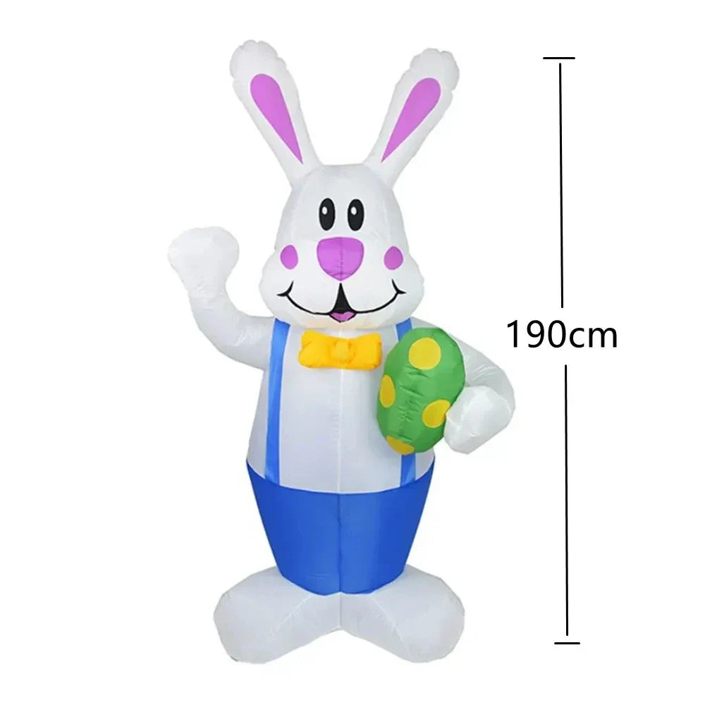 1.9M Blue Rabbit Inflatable Toys Built-in LED Light