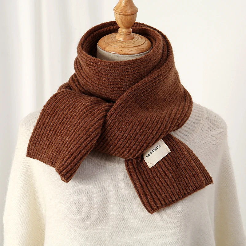 Warm Knitted Wool Soft Scarf Women Solid Korean