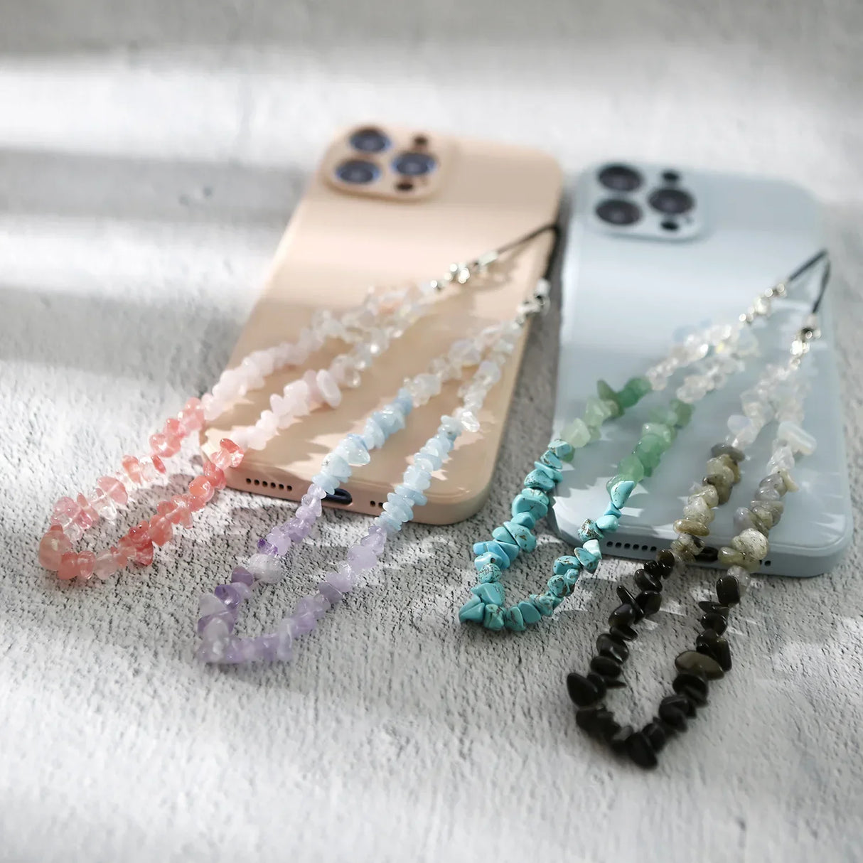 Natural Stone Mobile Phone Lanyard Handwoven Beads Mobile