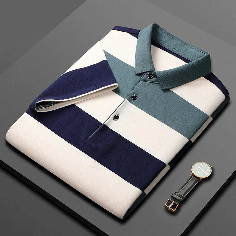Upscale New Summer Brand Striped Men's Designer Polo