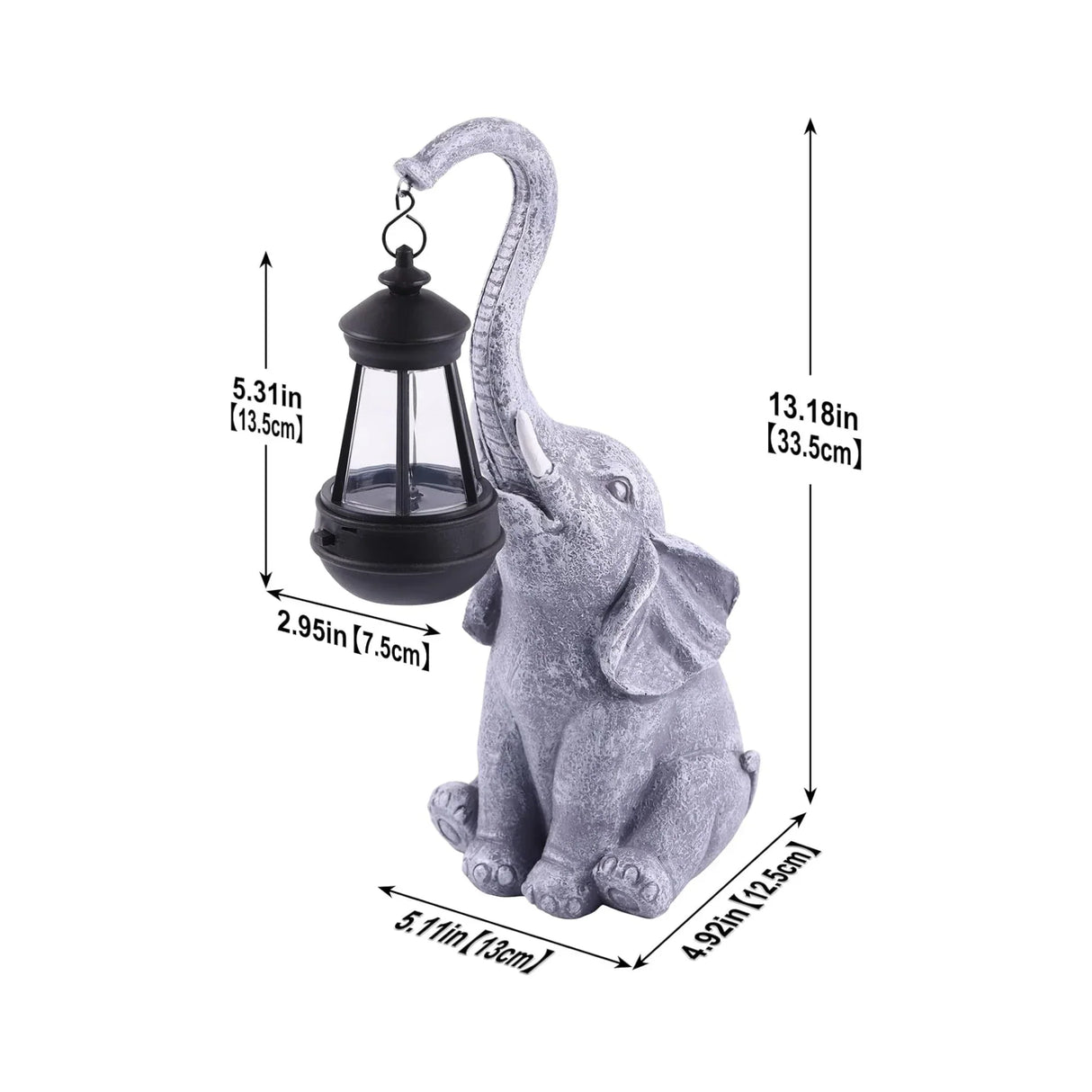 15 in Solar Elephant Yard Statue White Elephant