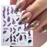 Purple Marble Nails Stickers Smoke Design Manicure Decals