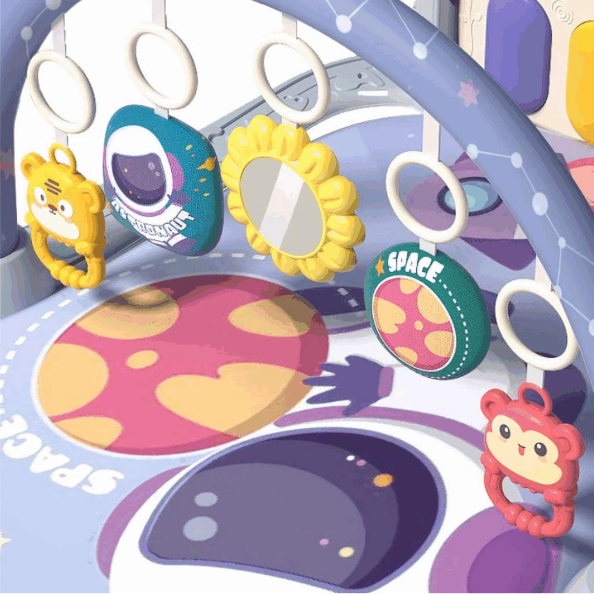 Baby Playmat Play Piano Gym with Musical Toy Lights Learning Content for Newborn to Toddler（Accessories Color Random）